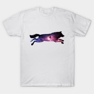 Wolf Jump Into Galaxy T-Shirt